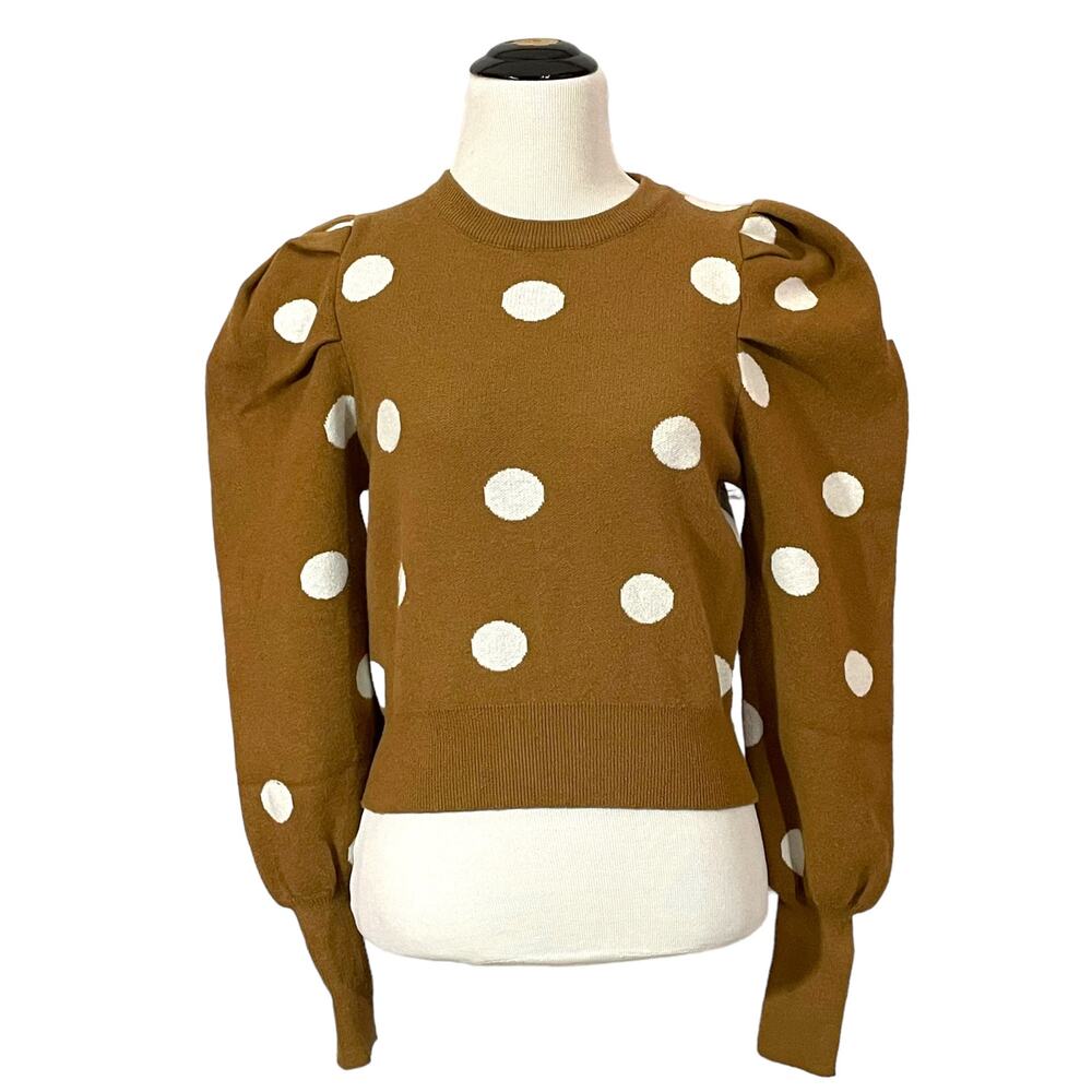 Forever 21 Polka Dot Ruched Sweater - Brown - Small